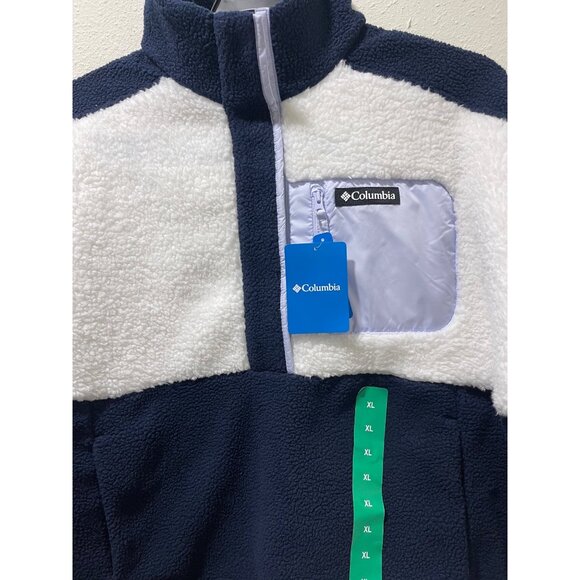 Columbia NWT Women's Long Sleeve Cropped Fleece Pullover, XL, Navy/White - Picture 6 of 16